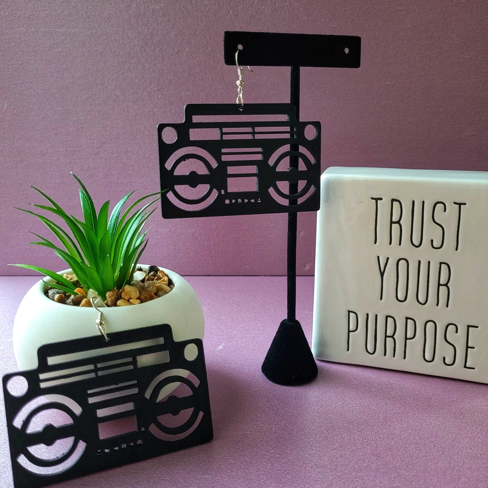 Source Unknown Black Boombox Earrings